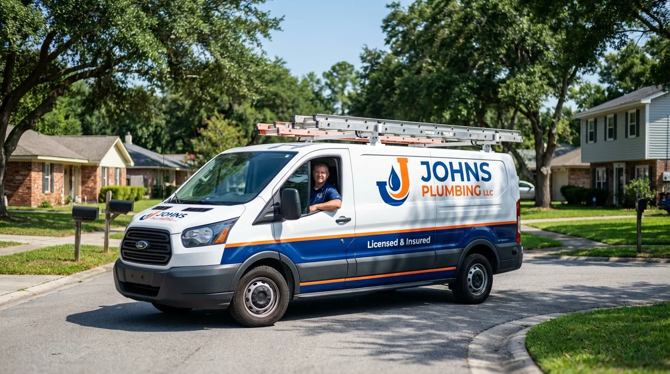 Johns Plumbing LLC service van in South Bend, IN