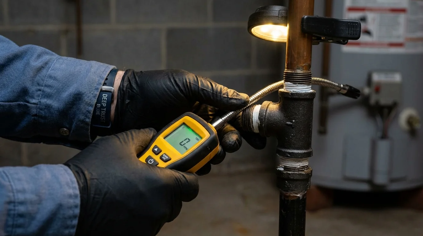 Gas leak detection with electronic sniffer by Johns Plumbing LLC in South Bend