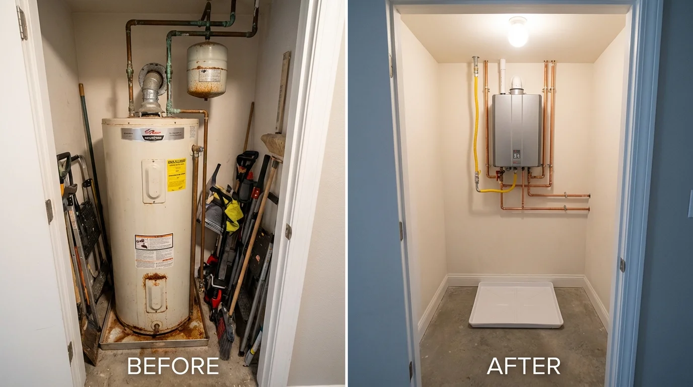Tank water heater versus wall-mounted tankless unit comparison for South Bend, IN homeowners